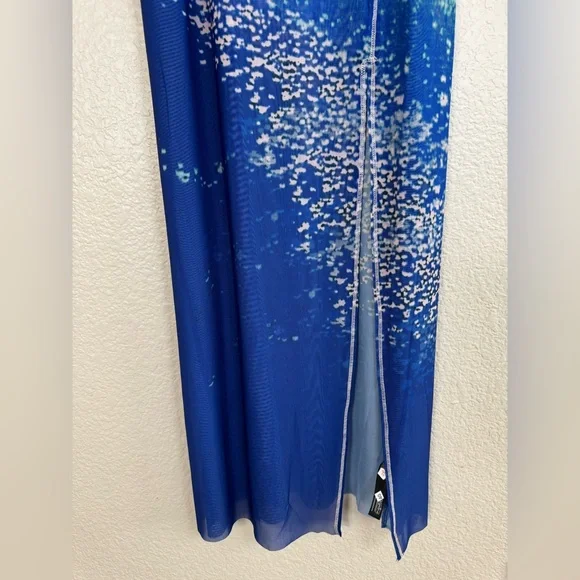 Celandine Printed Mesh Midi Dress Surfs Up Scene Print Small $88 Anthropologie - Picture 10 of 15